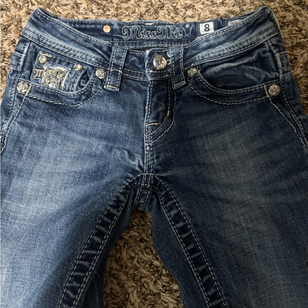Miss Me Kids Dark Blue Jeans with Embellished Pockets